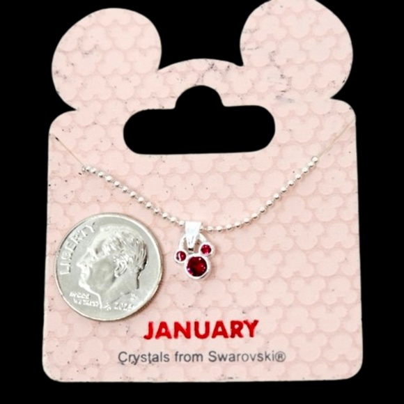 DISNEY~MICKEY MOUSE SWAROVSKI CRYSTAL JANUARY BIRTHSTONE PENDANT - Picture 2 of 3